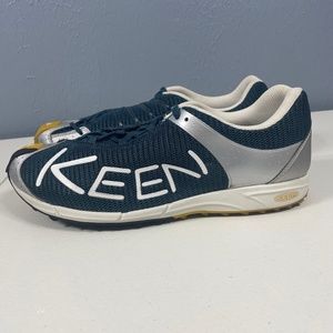 KEEN Mens 11 A86 TR Blue Silver White Mesh Trail Running Shoes Sneakers